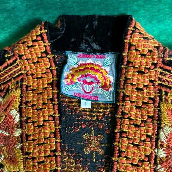 Johnny Was Black Cape with Vibrant Orange Embroidery - Picture 8 of 11